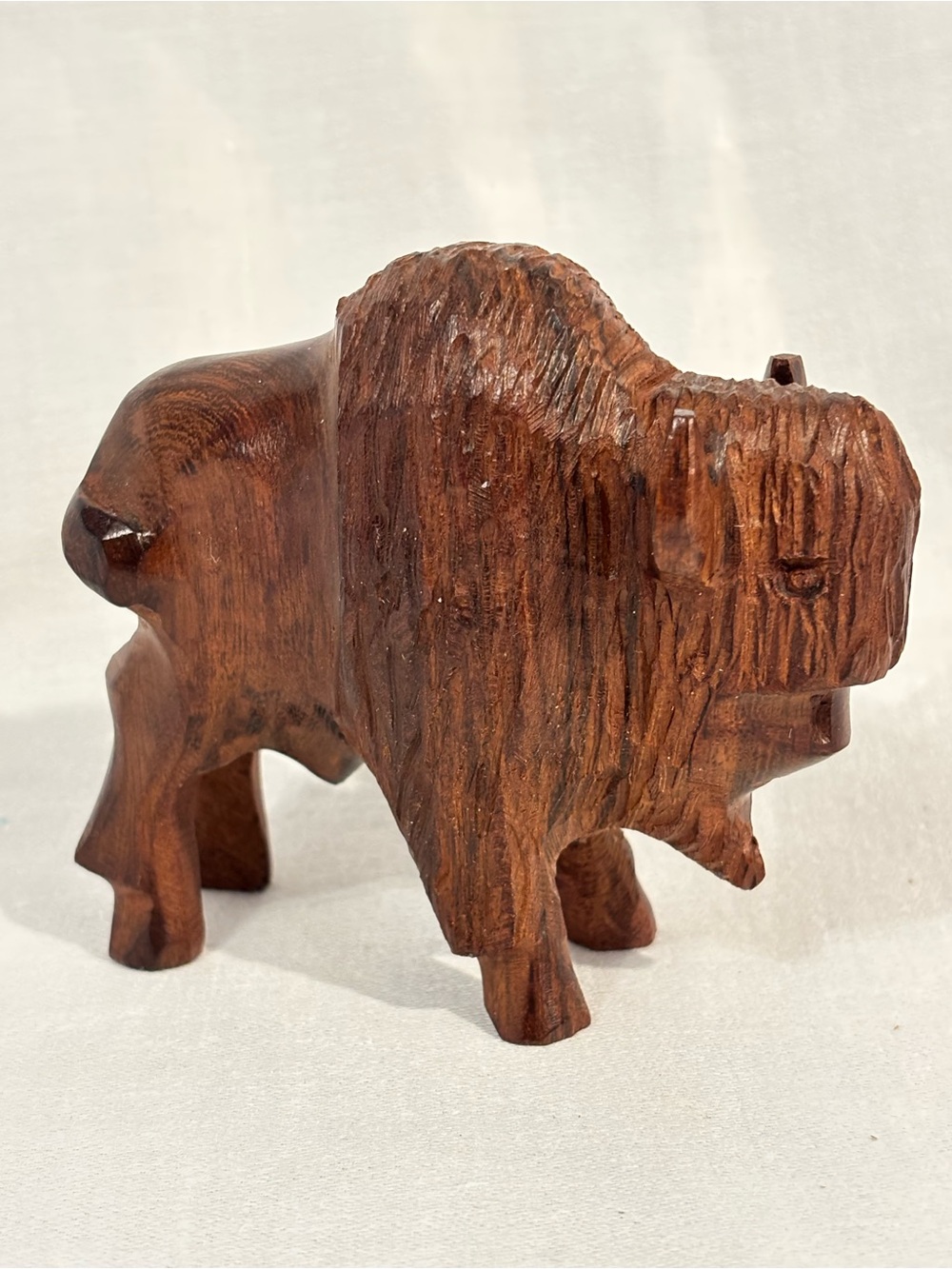 Hand-carved ironwood buffalo figurine